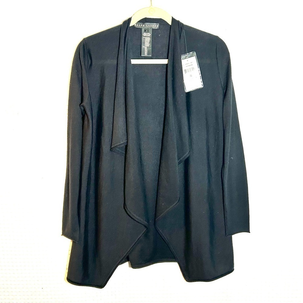 NEW Ralph Lauren Black Label Cashmere Silk Waterfall Cardigan Open Front Size S